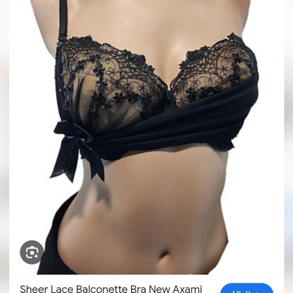 Axami Sexy Black Lace Push-Up Bra Size 75C (US 34C) NWOT